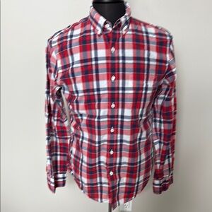 J Crew Lightweight Men's Red Plaid Shirt